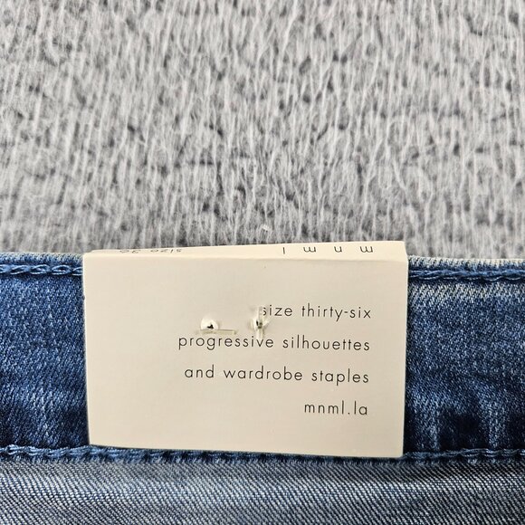 mnml X182 Stretch Denim Jeans Mens 36 Blue Los Angeles Graphic Distressed Slim - Picture 6 of 16